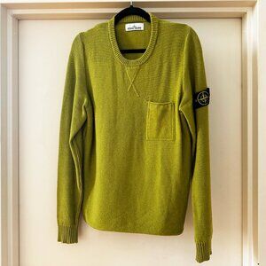 Stone Island Wool Cashmere Blend Sweater - Bright Green - Mens L